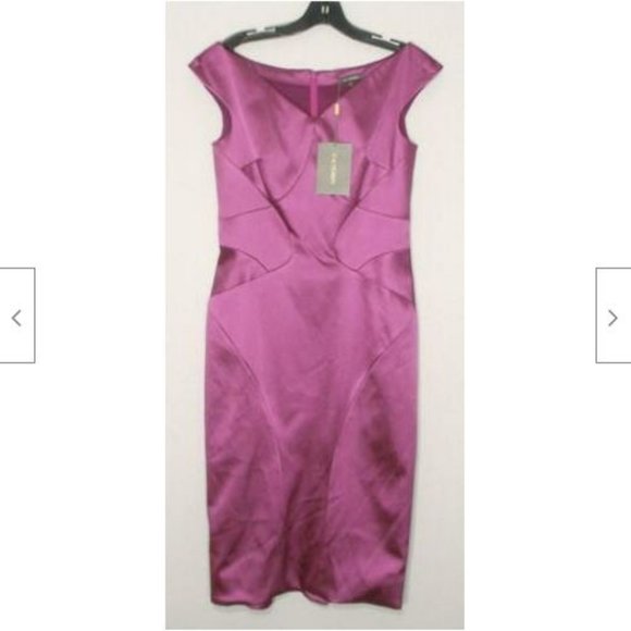 NWT Zac Posen Seam Detail Stretch Satin Cocktail Dress 6 - Picture 3 of 14